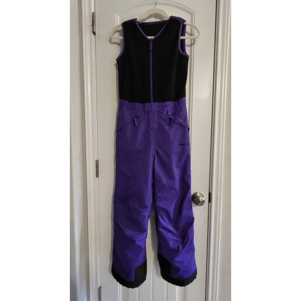 Arctix Snow Ski Bib Youth Medium Zipper Insulated Purple Black Fleece Overalls